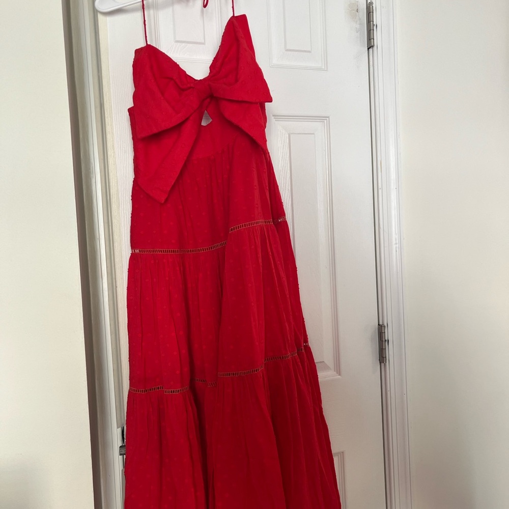 MARBLE Red Spaghetti Strap Maxi Dress